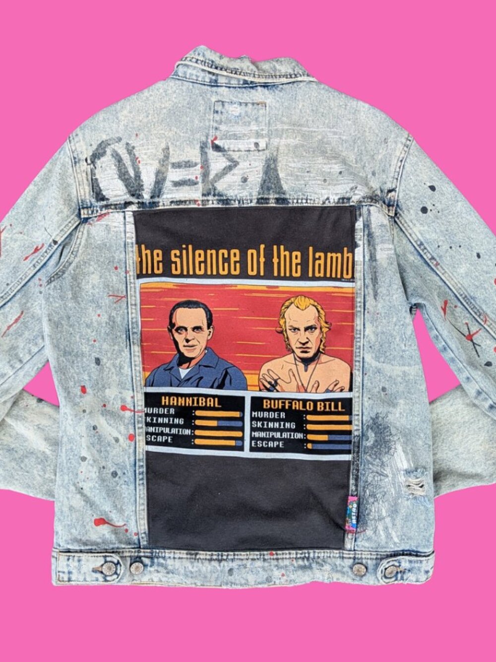 The Silence Of The Lambs Upcycled T-Shirt Denim Jacket Size M for Women